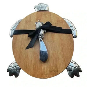 NWOT Tropical Sea Turtle Cheese Board Set Total Overall Size 10.5"x8.5"